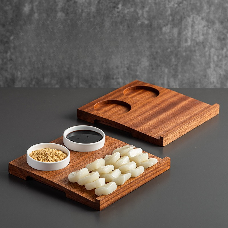 Korean Food Snacks - Bandeja de madera para pastel de