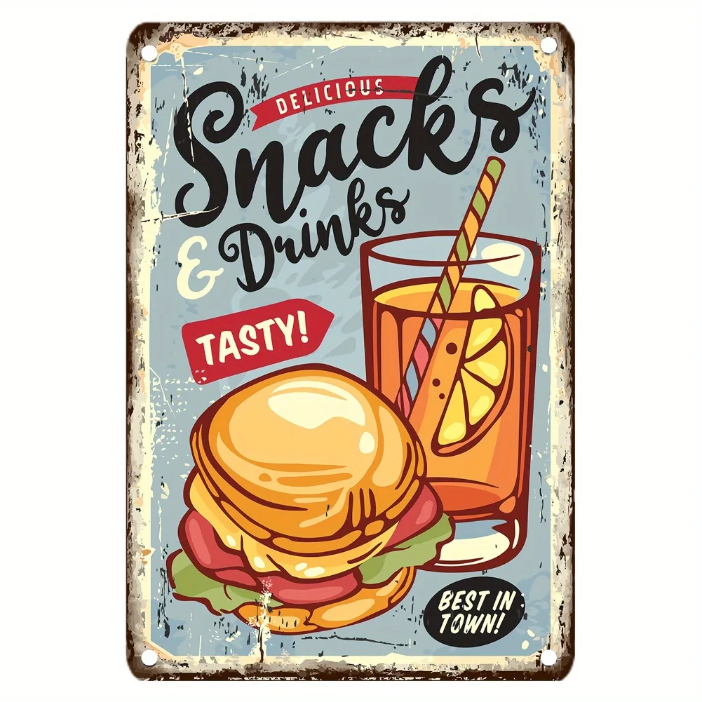 Letrero Metálico Vintage de Co - Food Snacks Easy reseña y precio